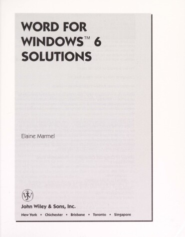 Book cover for Word 3 for Windows Solutions