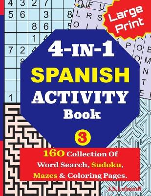 Book cover for 4-IN-1 SPANISH Activity Book; 3