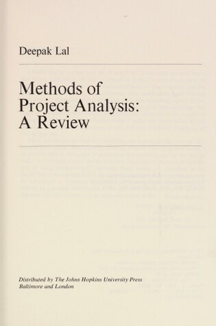 Cover of Methods of Project Analysis