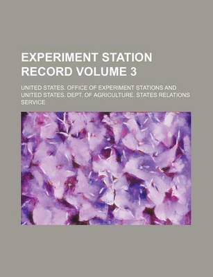 Book cover for Experiment Station Record Volume 3