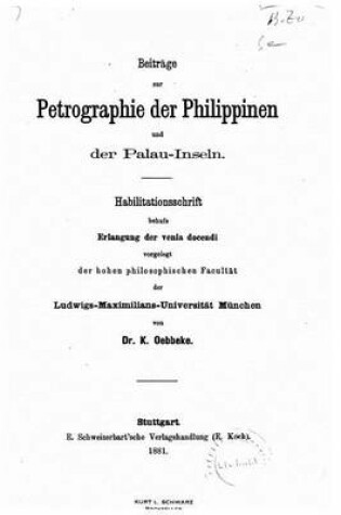 Cover of Beitrage zur Petrographie der Philippinen und der Palau-Inseln