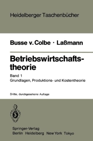 Cover of Betriebswirtschaftstheorie