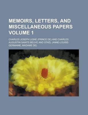 Book cover for Memoirs, Letters, and Miscellaneous Papers Volume 1