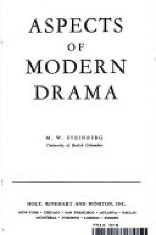Cover of Aspects of Modern Drama
