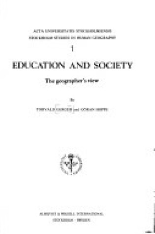 Cover of Education and Society