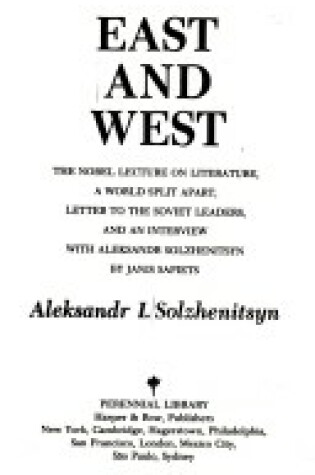 Cover of East and West