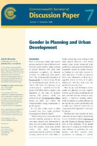 Cover of Gender in Planning and Urban Development