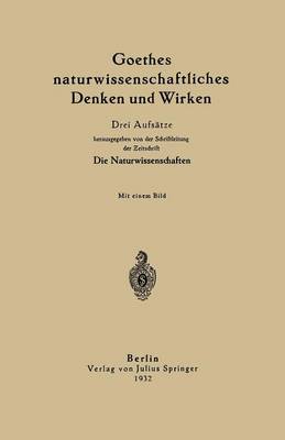 Book cover for Goethes naturwissenschaftliches Denken und Wirken