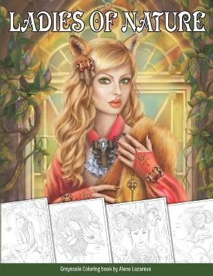 Book cover for Coloring book Ladies of Nature. Grayscale