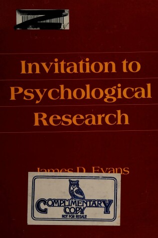 Cover of Invitation to Psychological Research