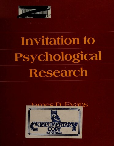 Book cover for Invitation to Psychological Research