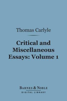 Book cover for Critical and Miscellaneous Essays, Volume 1 (Barnes & Noble Digital Library)