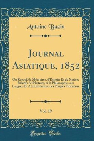 Cover of Journal Asiatique, 1852, Vol. 19