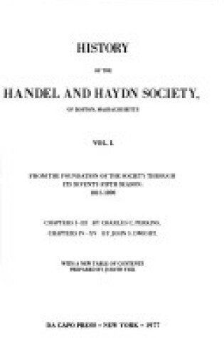 Cover of History of the Handel and Haydn Society
