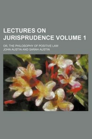 Cover of Lectures on Jurisprudence Volume 1; Or, the Philosophy of Positive Law