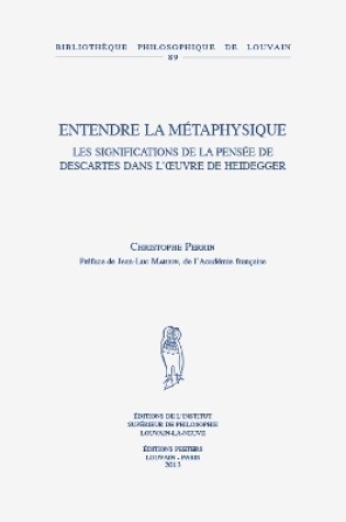 Cover of Entendre la metaphysique