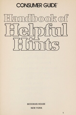 Cover of Handbook of Help Hints