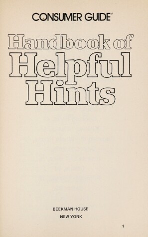 Book cover for Handbook of Help Hints