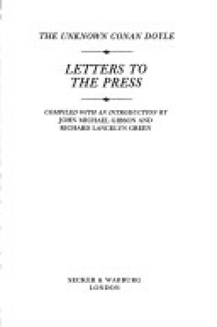 Cover of Letters to the Press