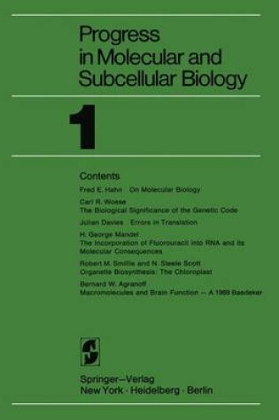 Cover of Progress in Molecular and Subcellular Biology 1