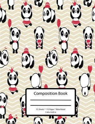 Book cover for Cute Pandas With Balloons Composition Notebook - 7.44 x 9.69 in Wide Ruled