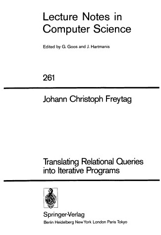 Cover of Translating Relational Queries Into Iterative Programs