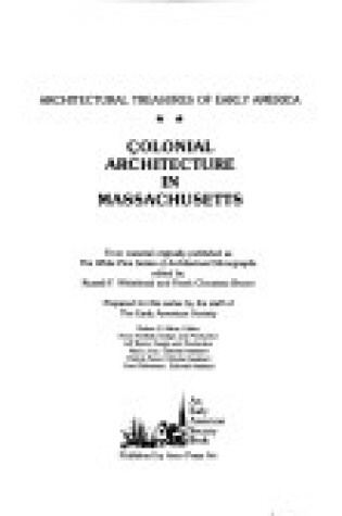 Cover of Colonial Architectural of Massachusetts