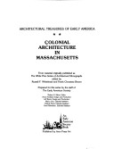 Book cover for Colonial Architectural of Massachusetts