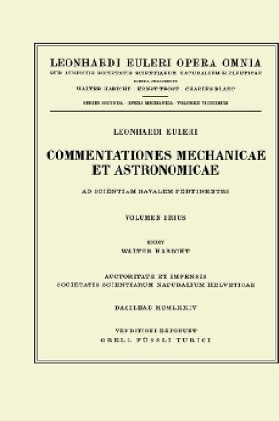 Cover of Commentationes mechanicae et astronomicae ad scientiam navalem pertinentes 1st part