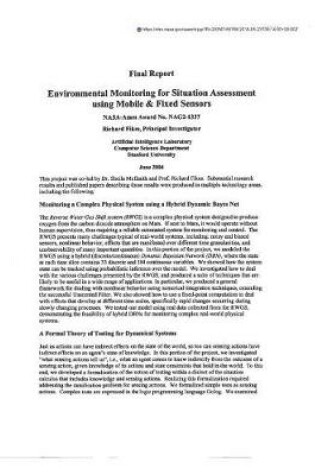 Cover of Environmental Monitoring for Situation Assessment Using Mobile and Fixed Sensors