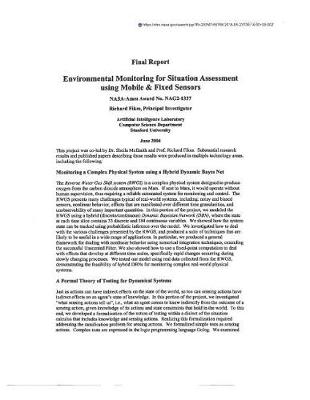 Book cover for Environmental Monitoring for Situation Assessment Using Mobile and Fixed Sensors