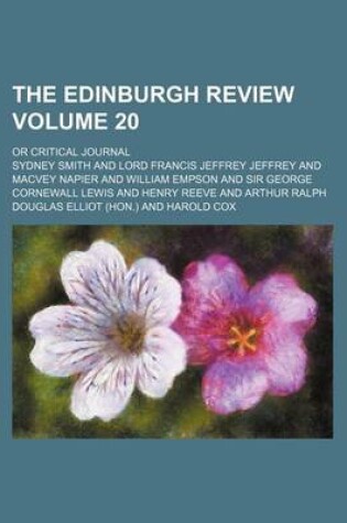 Cover of The Edinburgh Review Volume 20; Or Critical Journal