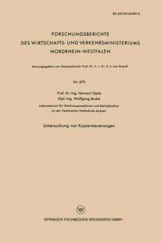 Cover of Untersuchung Von Kopiersteuerungen