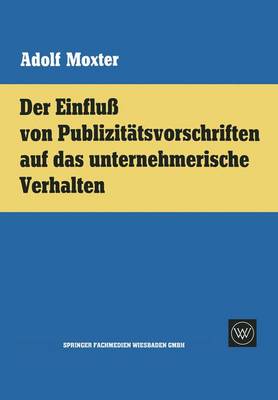 Book cover for Der Einfluß von Publizitätsvorschriften auf das unternehmerische Verhalten