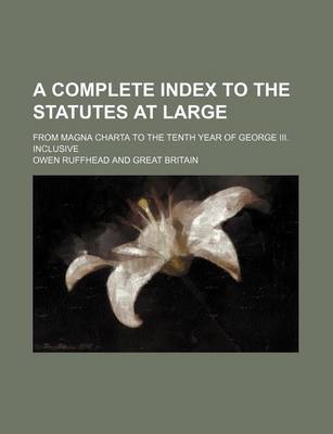 Book cover for A Complete Index to the Statutes at Large; From Magna Charta to the Tenth Year of George III. Inclusive