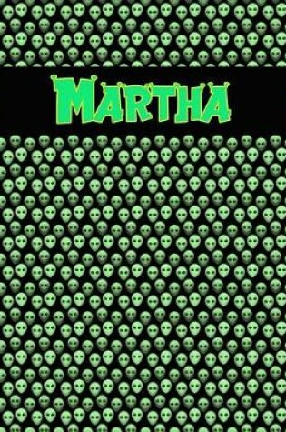 Cover of 120 Page Handwriting Practice Book with Green Alien Cover Martha