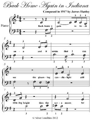 Book cover for Back Home Again In Indiana Beginner Piano Sheet Music