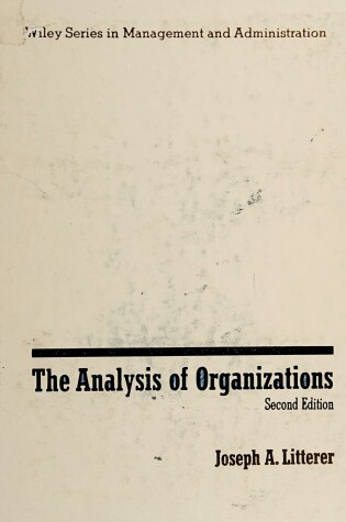 Cover of Analysis of Organizations