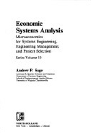 Cover of Economic Systems Analysis