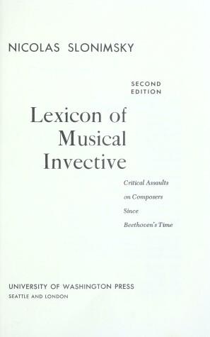 Book cover for Lexicon of Musical Invective