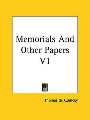 Book cover for Memorials and Other Papers V1