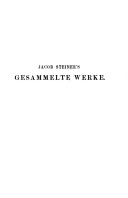 Book cover for Jacob Steiner's Gesammelte Werke