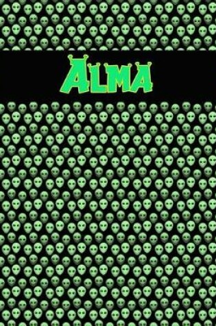 Cover of 120 Page Handwriting Practice Book with Green Alien Cover Alma