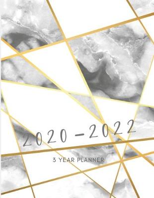 Book cover for 2020-2022 3 Year Planner Marble Grey Monthly Calendar Goals Agenda Schedule Organizer