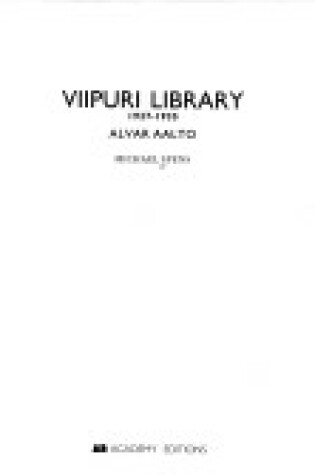 Cover of The Viipuri Library by Alvar Aalto, 1927-34