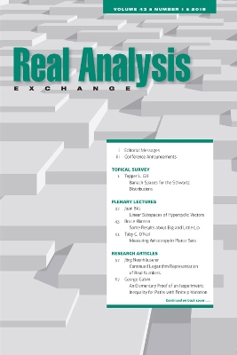 Book cover for Real Analysis Exchange 43, No. 1