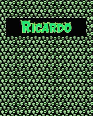 Cover of 120 Page Handwriting Practice Book with Green Alien Cover Ricardo