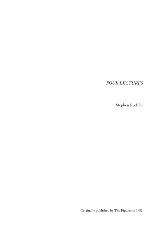 Cover of Four Lectures