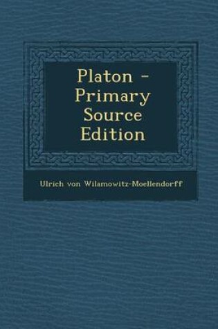 Cover of Platon - Primary Source Edition