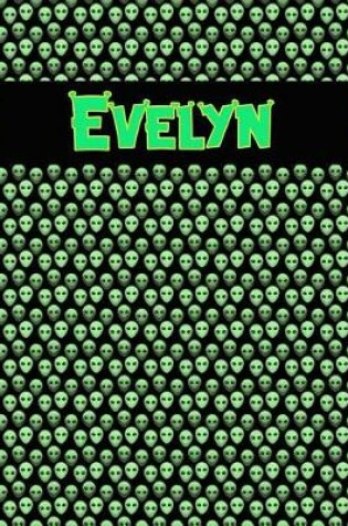 Cover of 120 Page Handwriting Practice Book with Green Alien Cover Evelyn